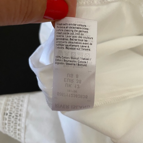 RIVER ISLAND Women Belted Could Shoulder Romper White 3/4 Sleeve, size 8 - Picture 7 of 16